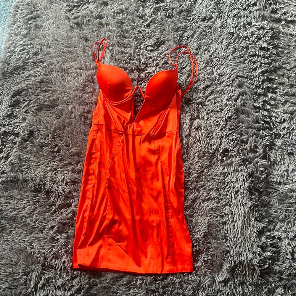 Oh Polly Orange Body Con Mini Dress US 6 (fits like a 2/4)